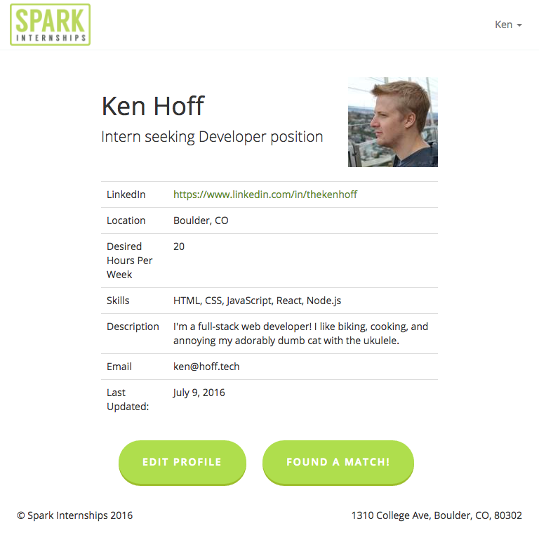 Spark Internships intern profile